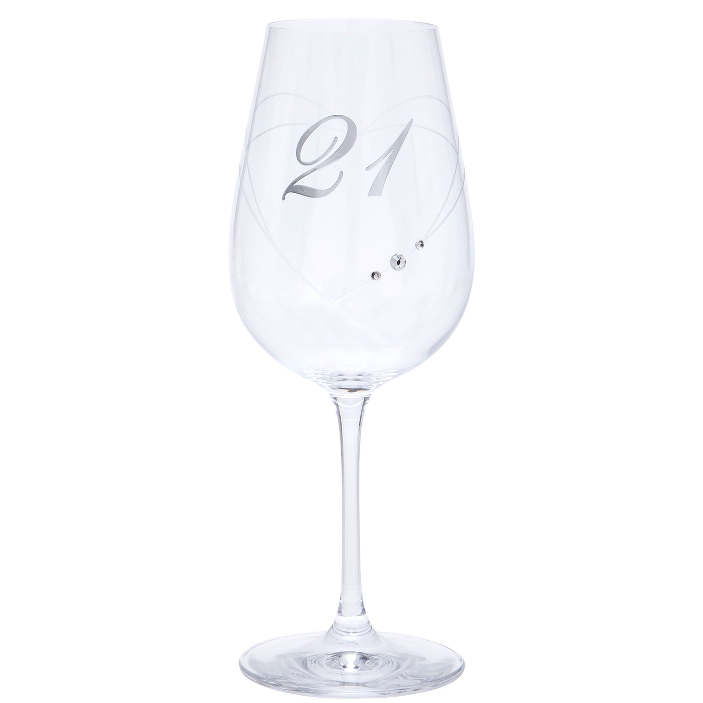 Etched Heart Wine Glass - 21st