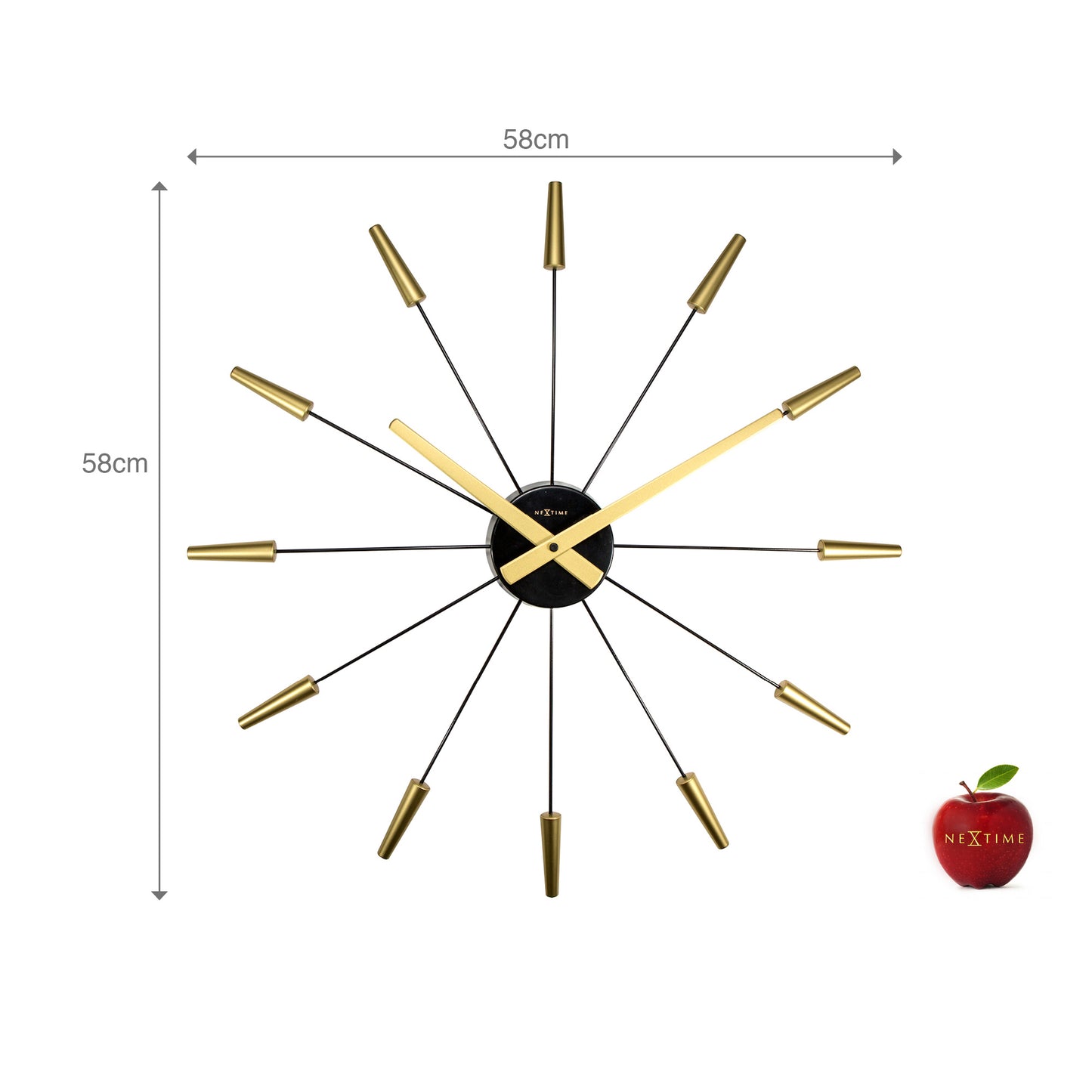 NeXtime - Wall clock – Ø 58 cm – Stainless Steel - Gold - 'Plug Inn'