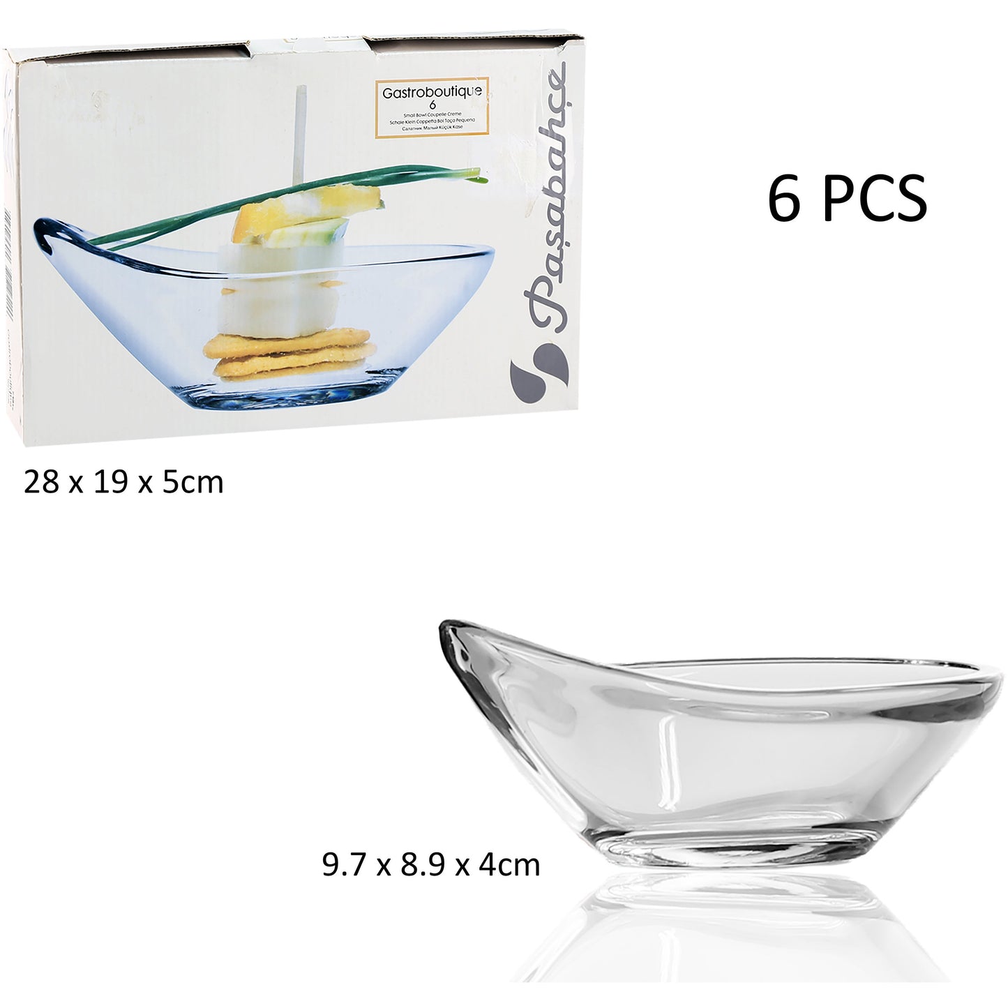 Set Of 6 Glass Serving Bowls