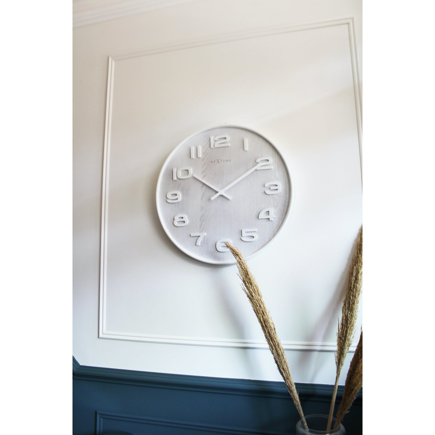 NeXtime - Wall clock – 52.8 x 3 cm - Wood - White - 'Wood Wood Big'