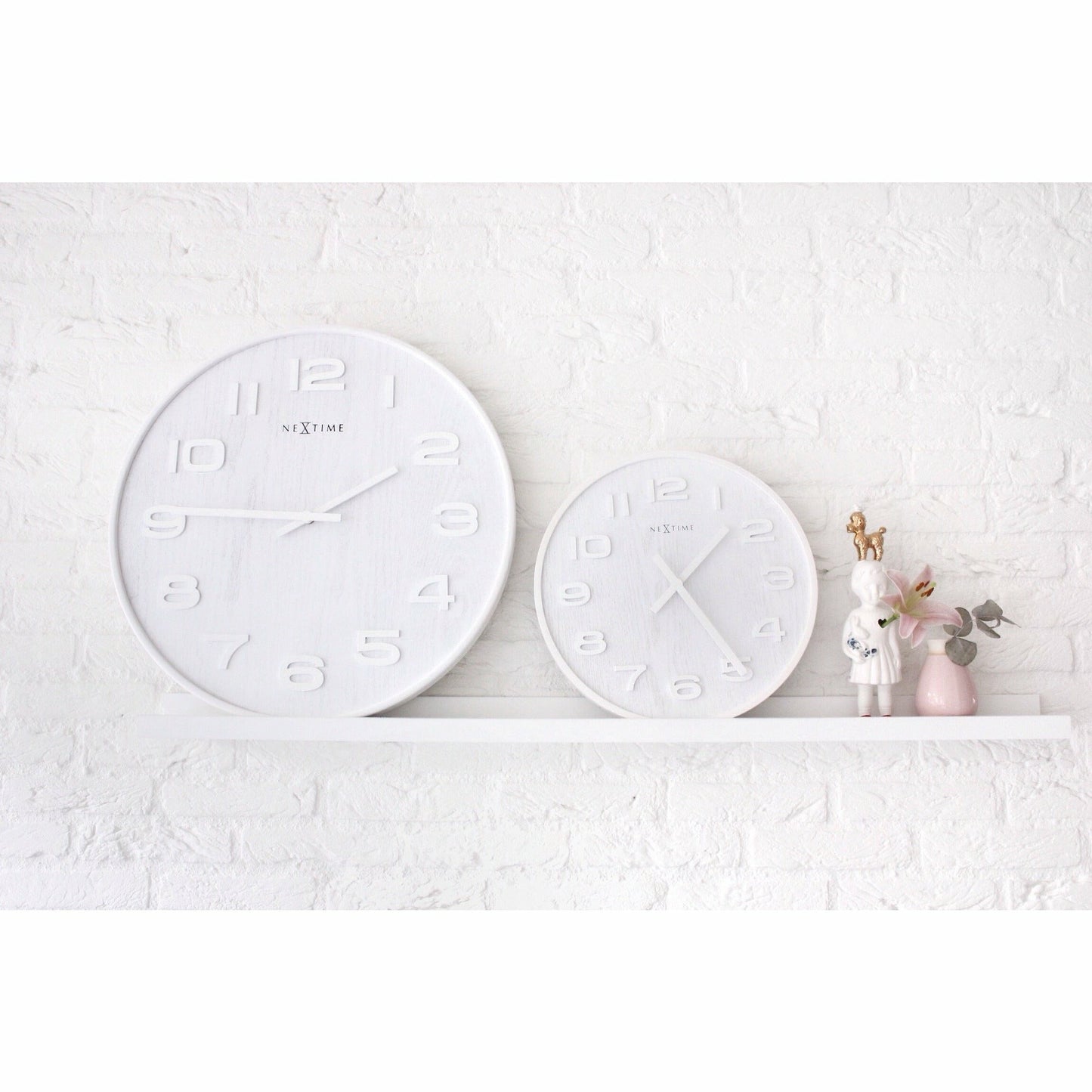 NeXtime - Wall clock – 52.8 x 3 cm - Wood - White - 'Wood Wood Big'