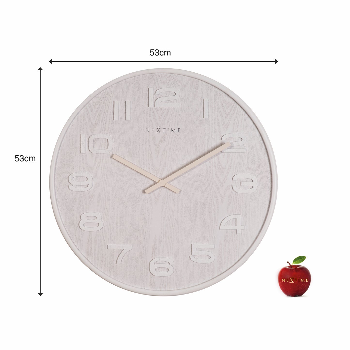 NeXtime - Wall clock – 52.8 x 3 cm - Wood - White - 'Wood Wood Big'