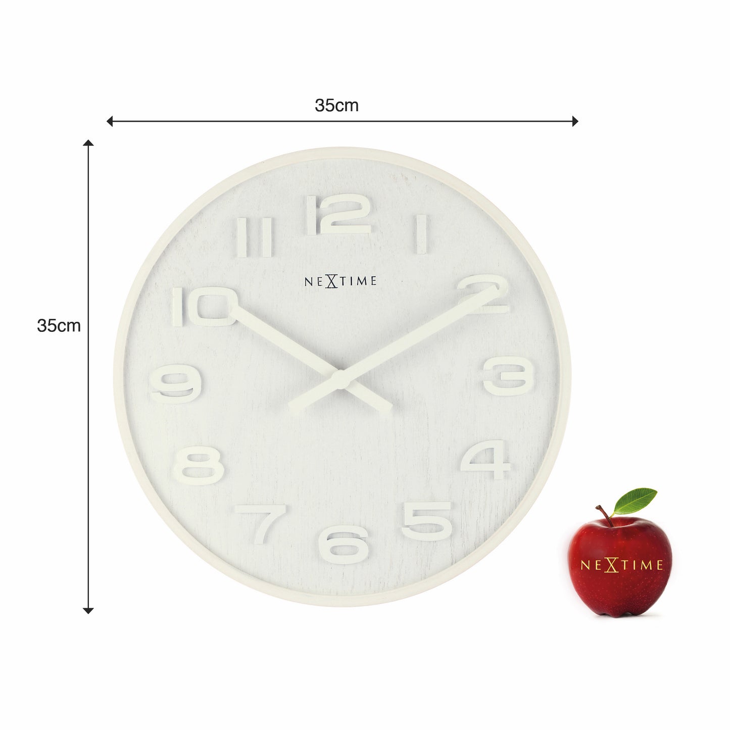 NeXtime - Wall clock – 35 cm - Wood - White - 'Wood Wood Medium'
