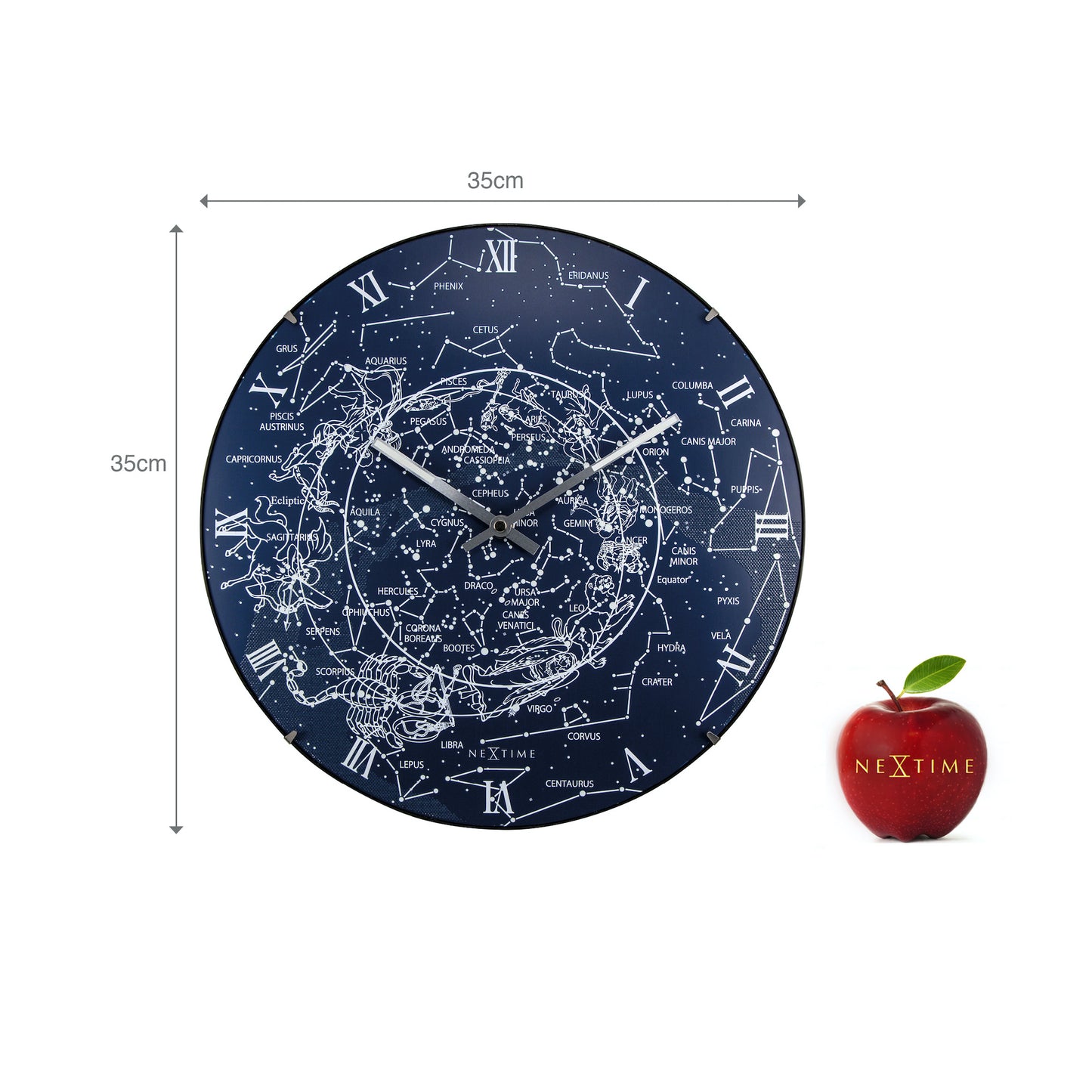 NeXtime - Wall clock – Ø 35 cm  - Dome Glass - Glow-in-the-dark- 'Milky Way dome'