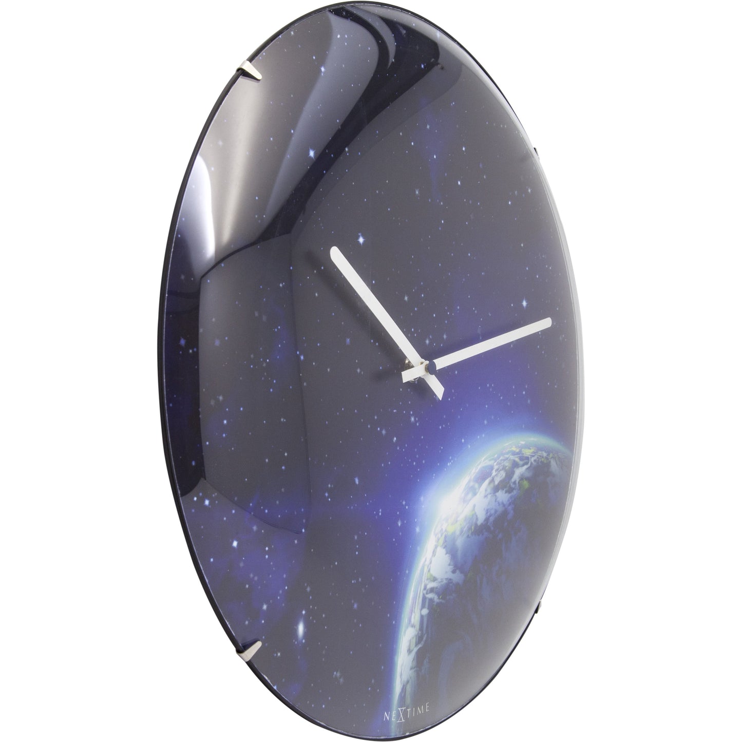 NeXtime - Wall clock - Ø 35 cm - Dome Glass - Glow-in-the-dark-  'Globe dome'