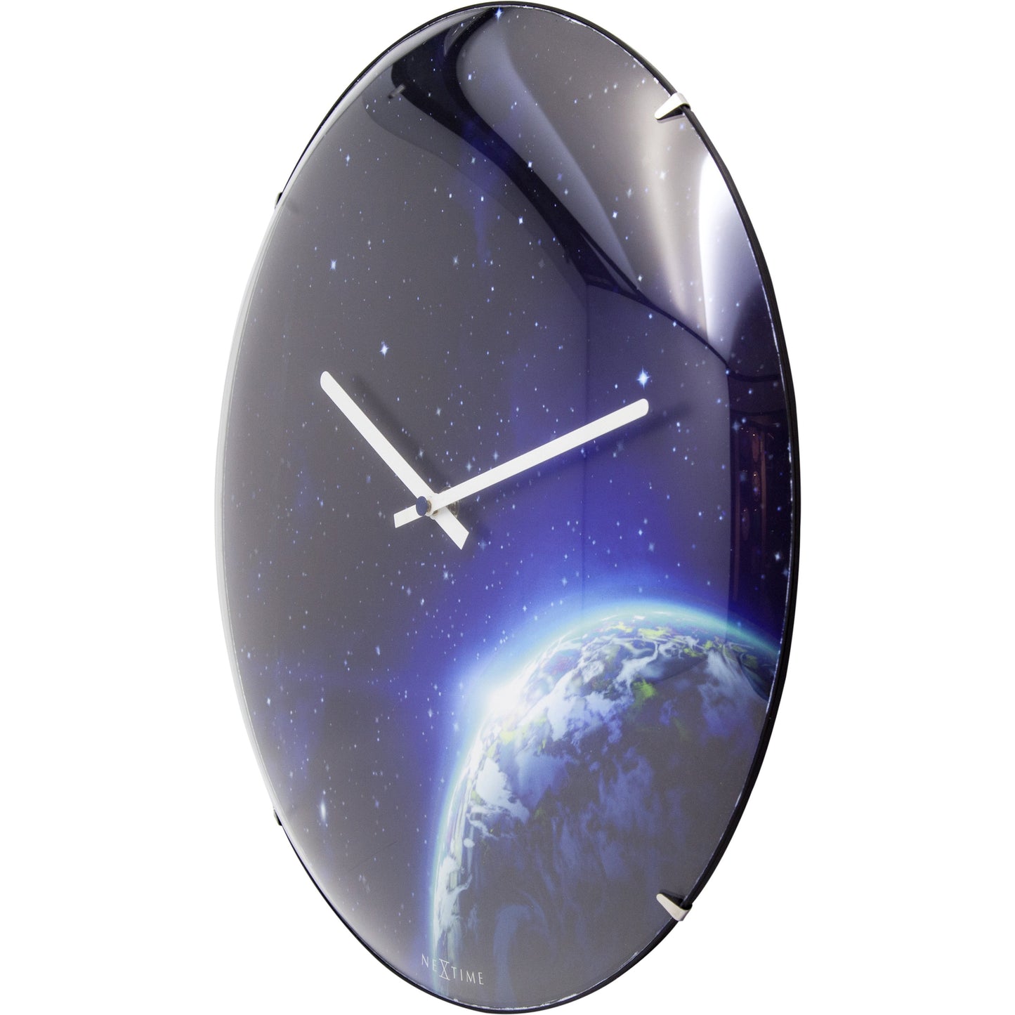 NeXtime - Wall clock - Ø 35 cm - Dome Glass - Glow-in-the-dark-  'Globe dome'