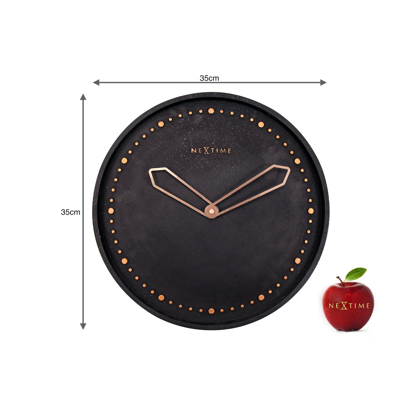 NeXtime - Wall clock - Ø 35 cm - Polyresin – Black – 'Cross'