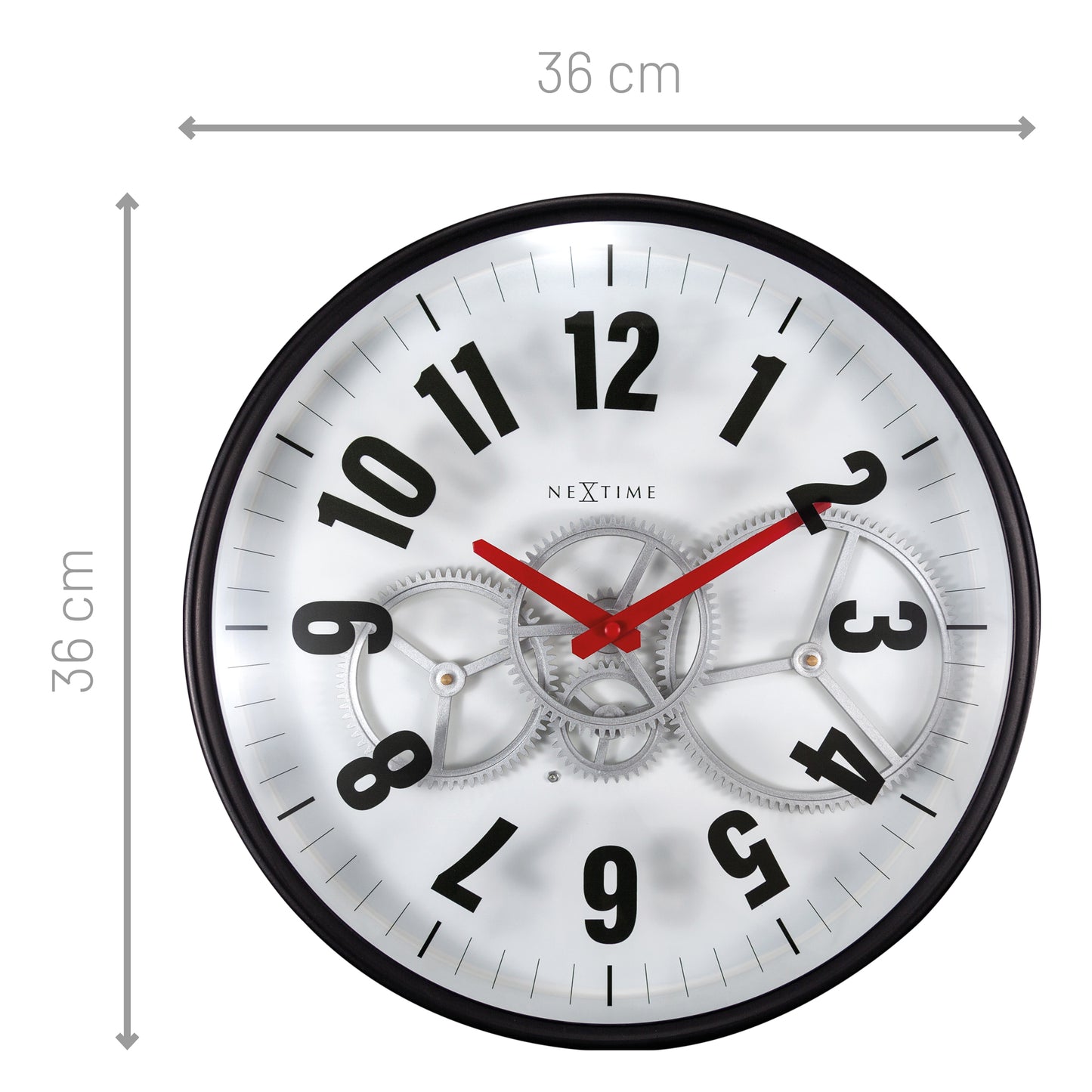 Gear Clock - White - 40 cm - Metal/Glass - Modern Gear Clock - NeXtime