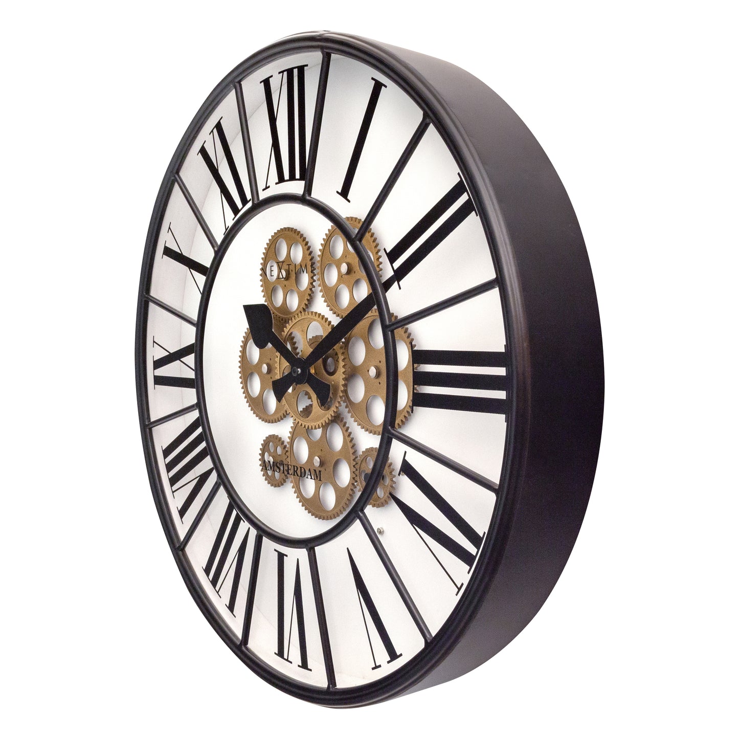 White Gear Clock - Large Wall Clock - 50cm - Moving Gears - "William" - NeXtime