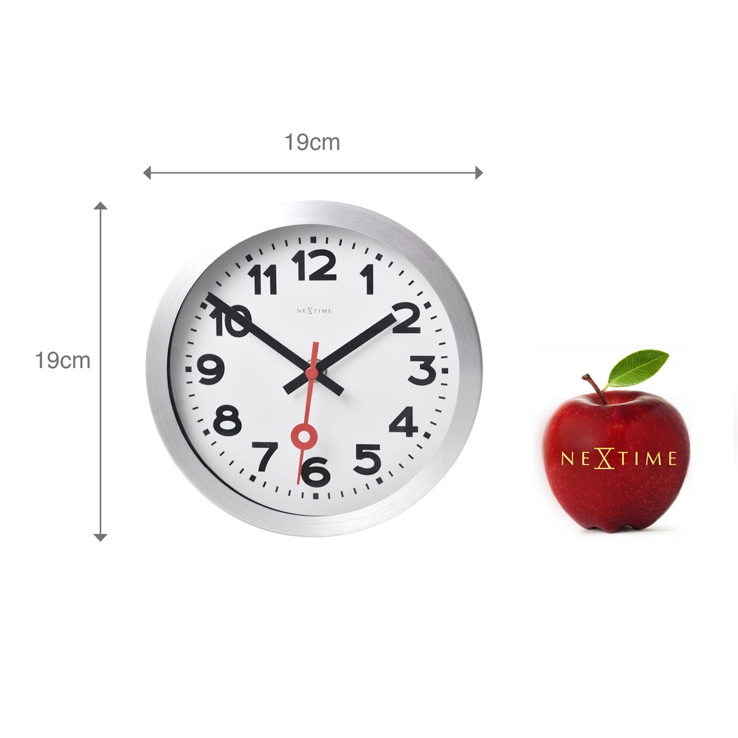 NeXtime - Wall clock/ Table clock - Ø 19 cm – Aluminum - Brushed - 'Station Numbers'