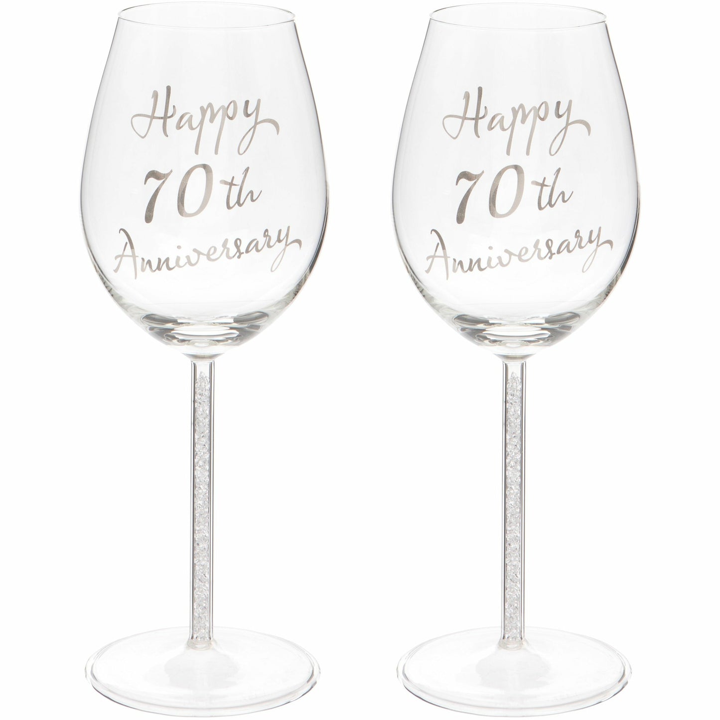 Set of Two 70th Anniversary Wine Glasses