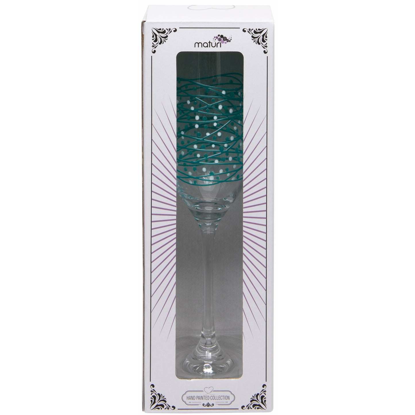 Hand Painted Turquoise Champagne Flute