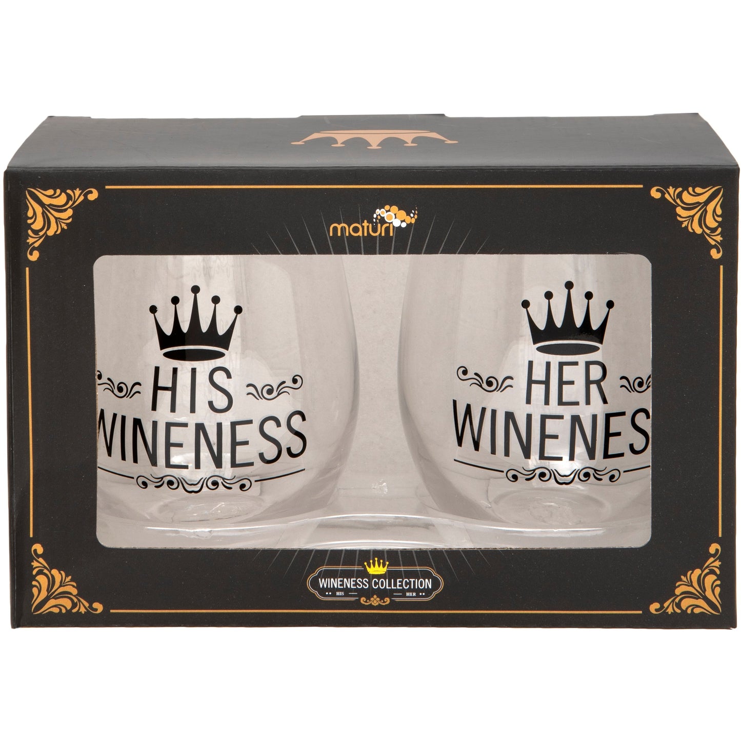 Set of Two - His/Her Wineness Stemless Glasses