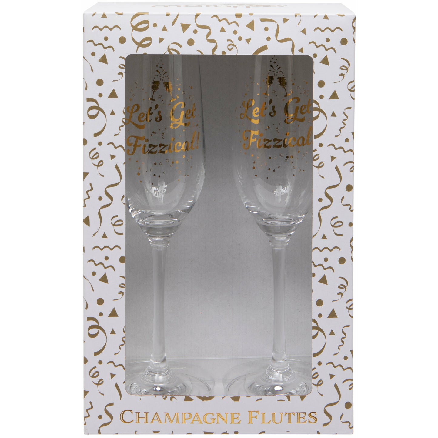 Set of Two 'Let's Get Fizzical' Champagne Flutes