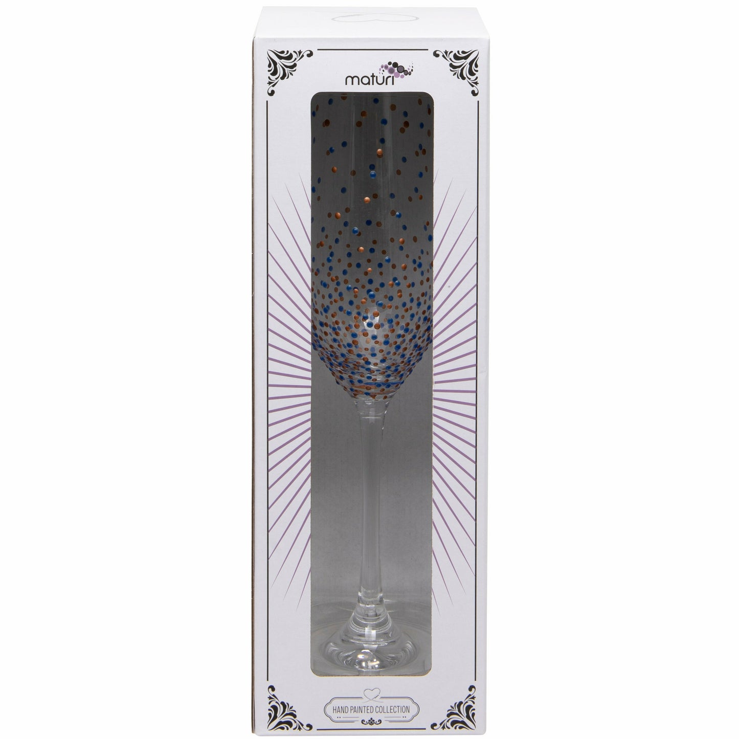Hand Painted Blue Dot Champagne Flute