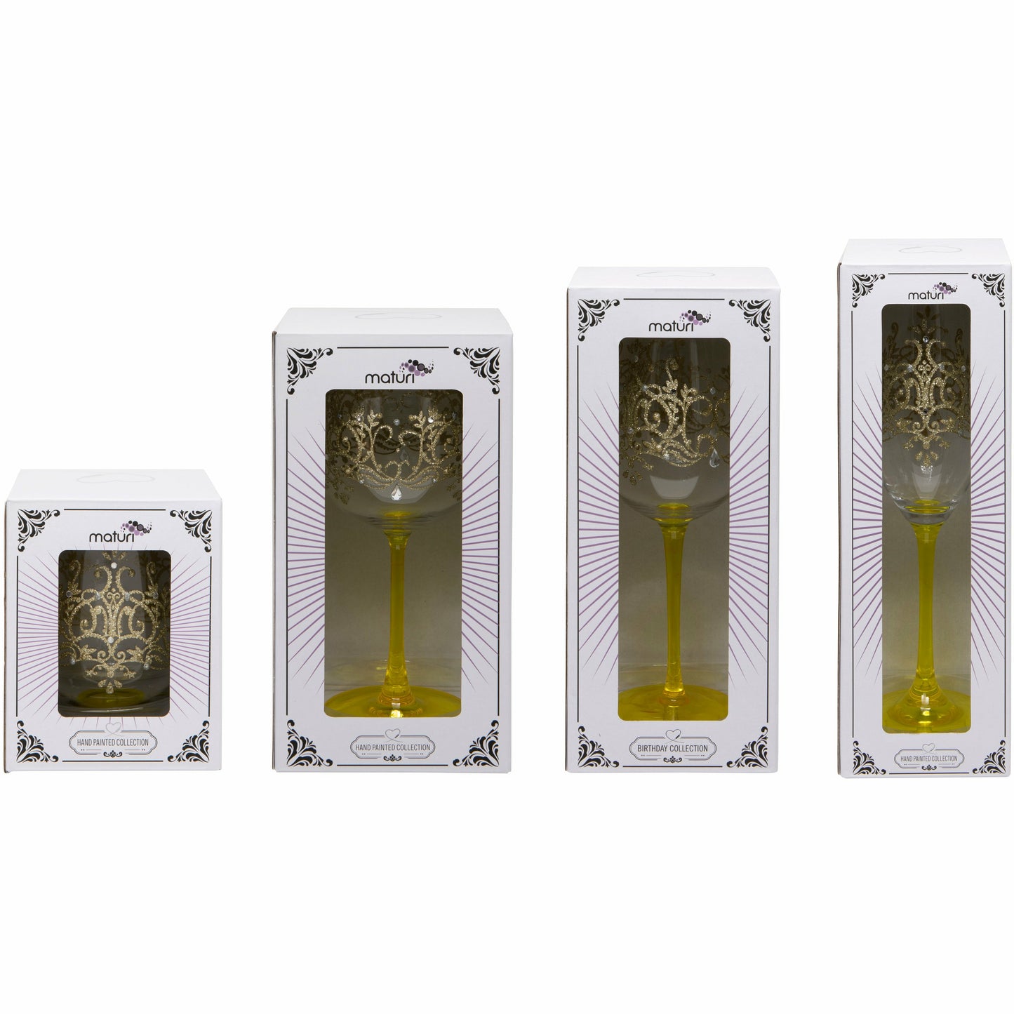 Hand Painted Gold Flock Wine Glass
