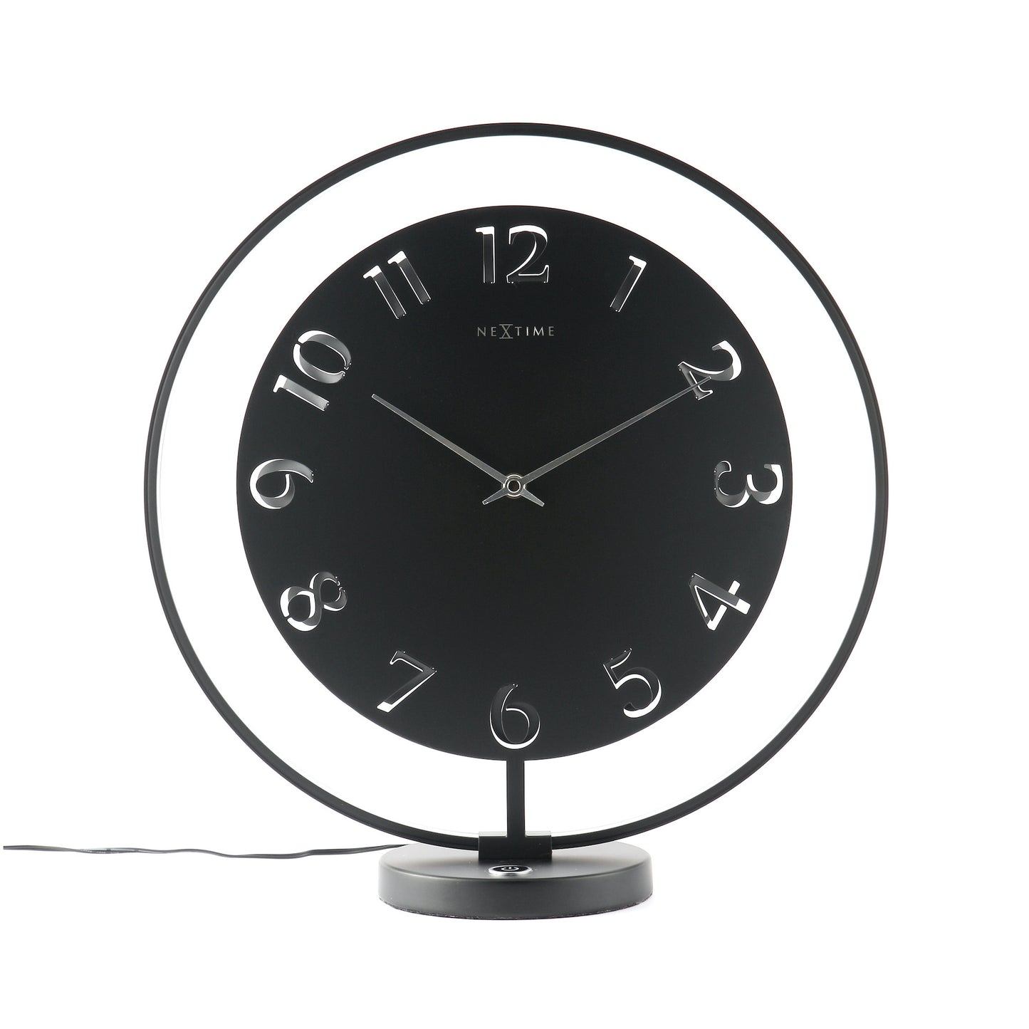 NeXtime - Table clock – 40 x 40.5 cm - Metal - Light unit- Black - 'Ting Table'