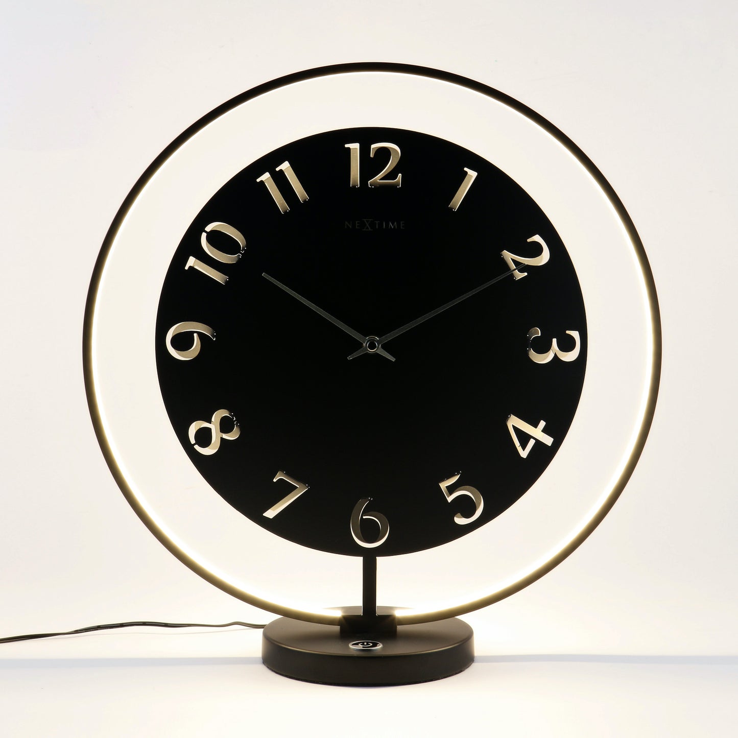 NeXtime - Table clock – 40 x 40.5 cm - Metal - Light unit- Black - 'Ting Table'