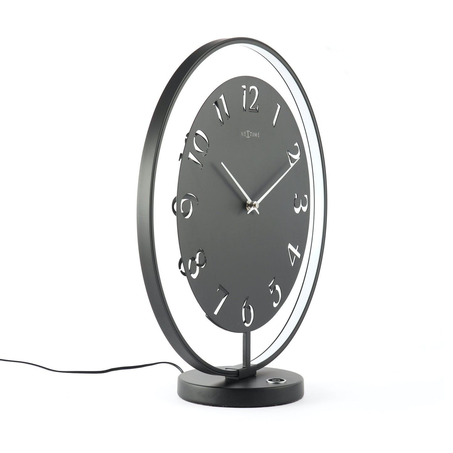 NeXtime - Table clock – 40 x 40.5 cm - Metal - Light unit- Black - 'Ting Table'