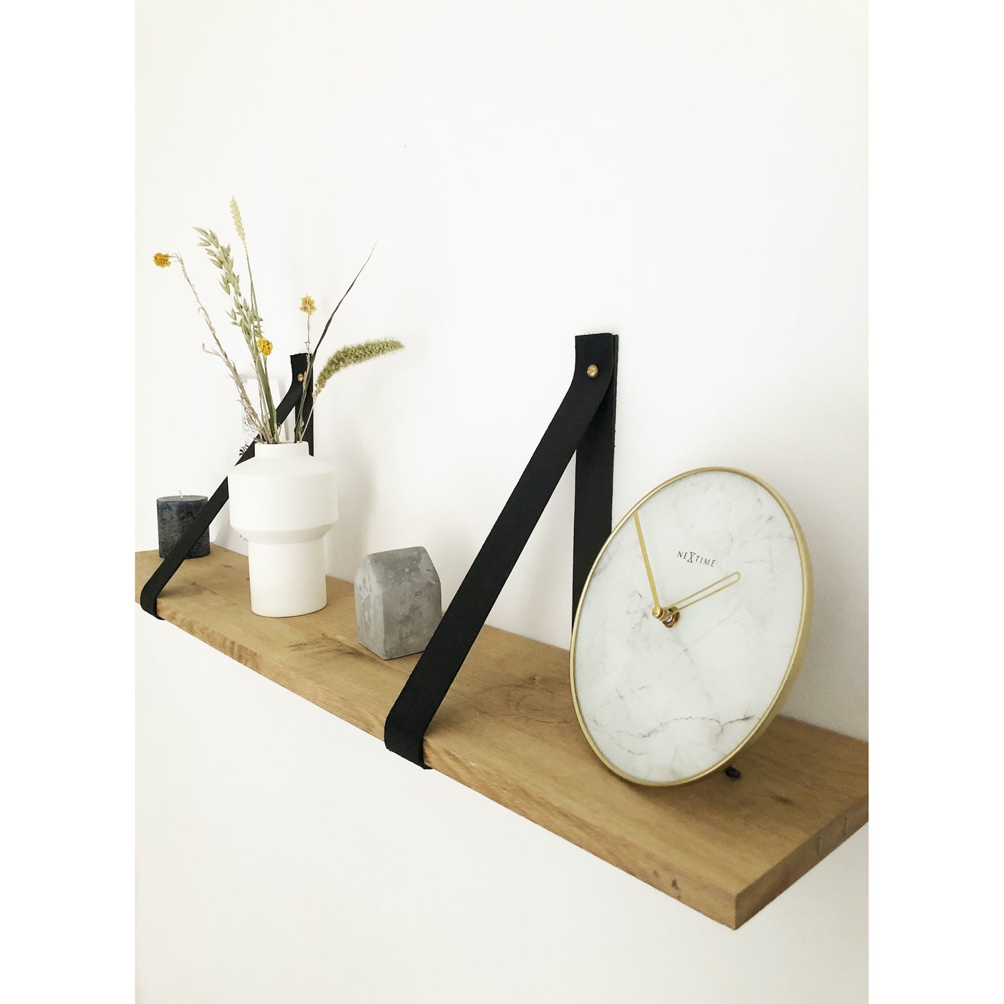 NeXtime- Table / Wall clock - Ø 20 cm - Glass / Metal - White - 'Marble'