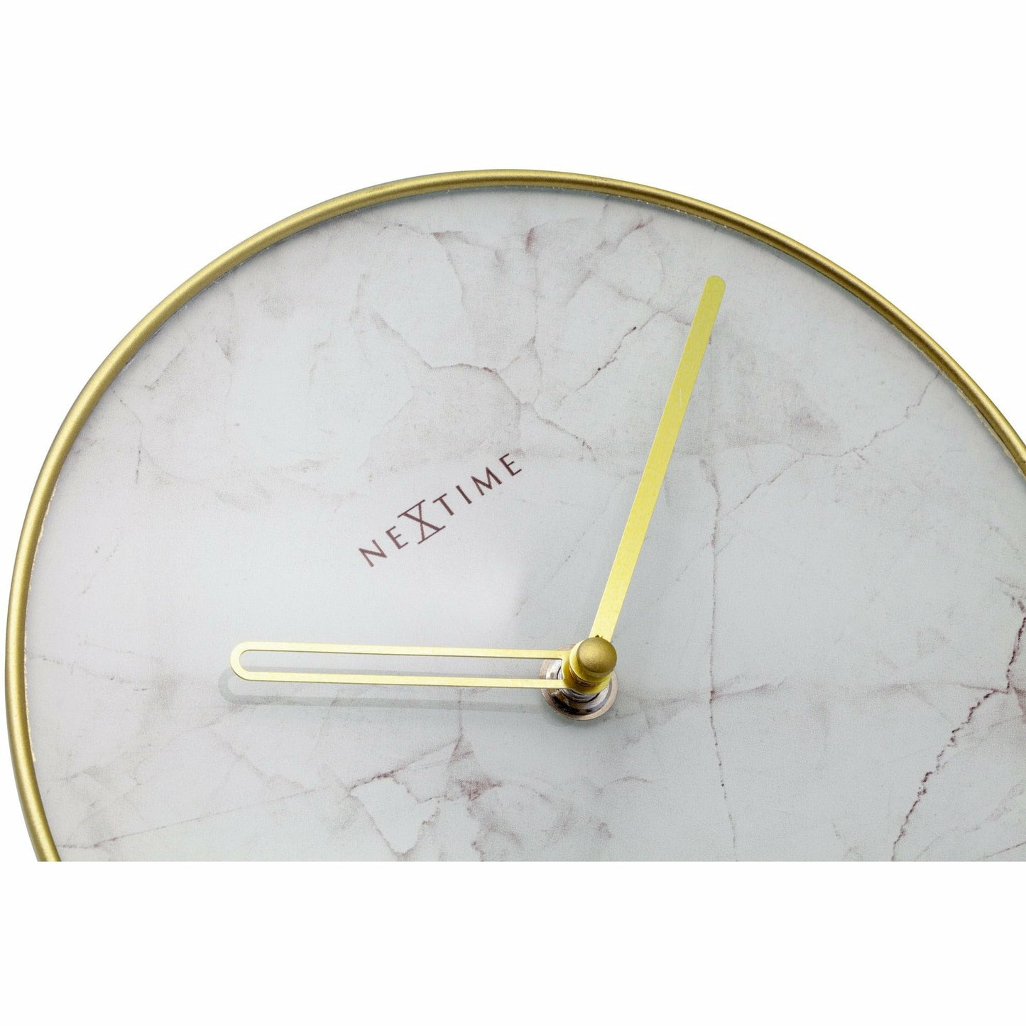 NeXtime- Table / Wall clock - Ø 20 cm - Glass / Metal - White - 'Marble'