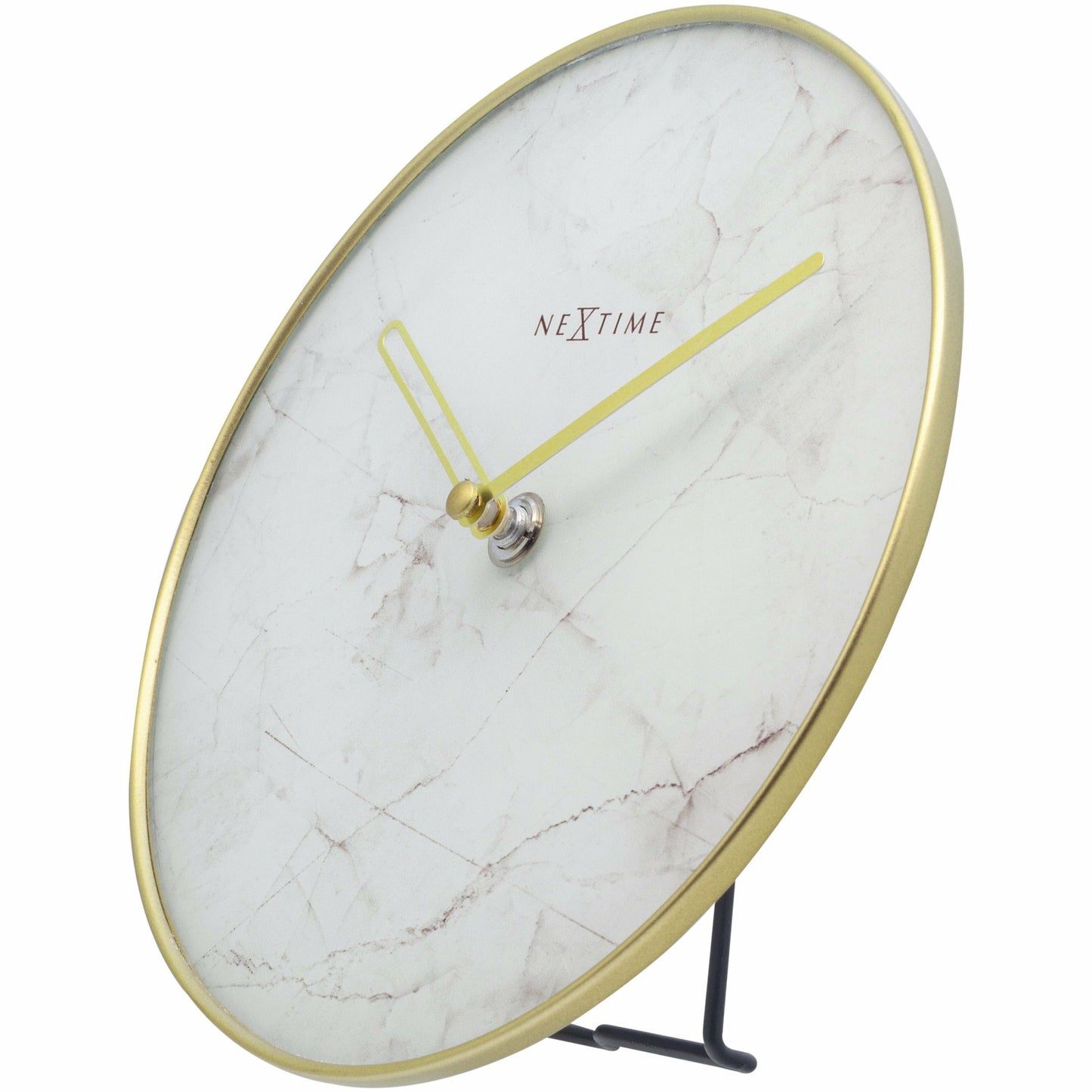 NeXtime- Table / Wall clock - Ø 20 cm - Glass / Metal - White - 'Marble'