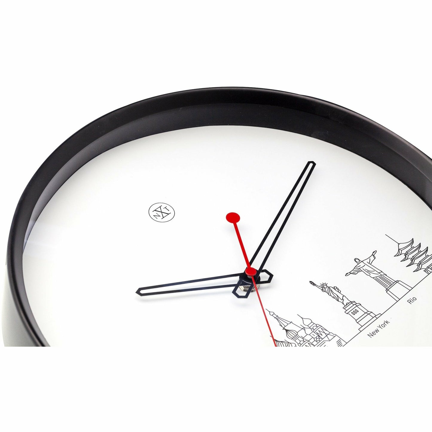 nXt- Wall clock - Ø 30 cm - Plastic - Black / White - 'Worldtour'