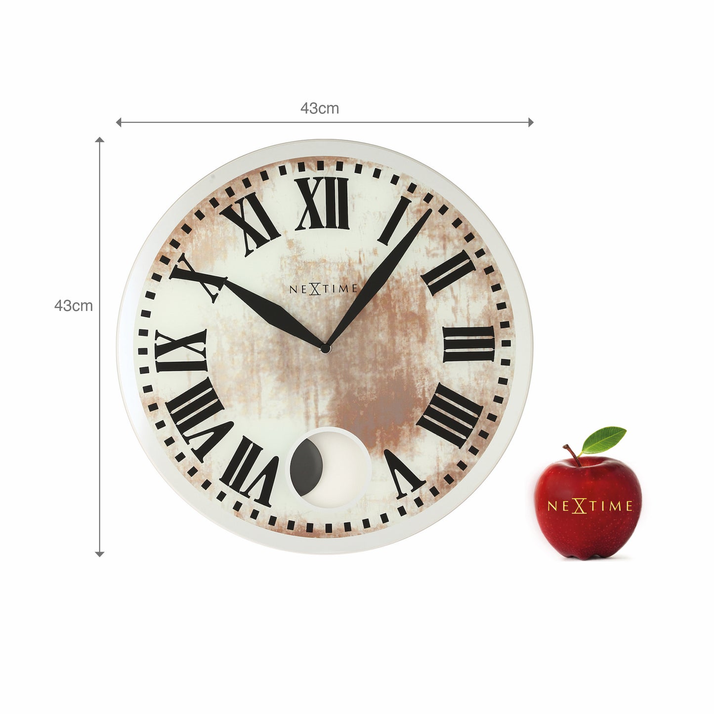 NeXtime - Wall clock – 43 x 4.2 cm - Glass - White - 'Romana'