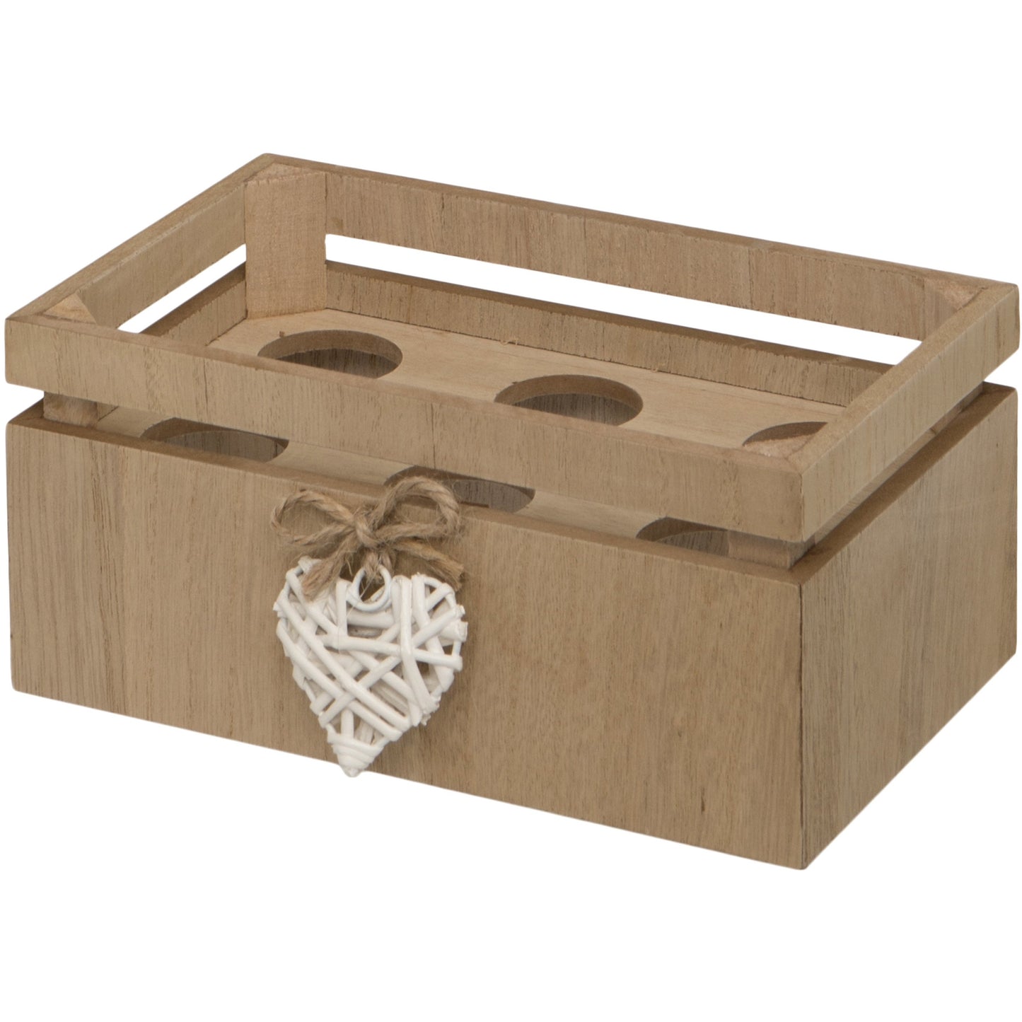 Woven Heart Wooden Egg Crate for Half A Dozen Eggs