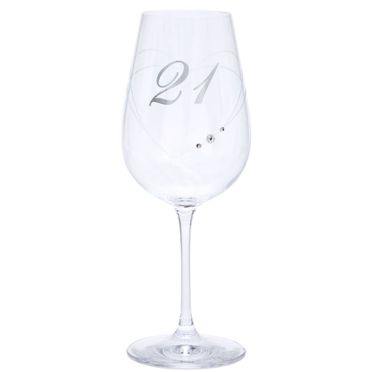 Etched Heart Wine Glass - 21st