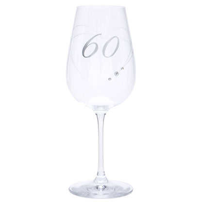 Etched Heart Wine Glass - 60th