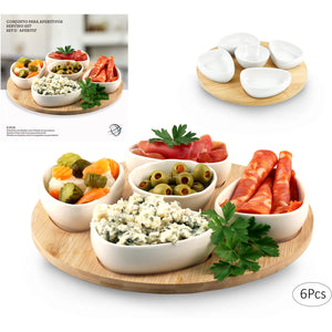 Set of 5 Appetizers Serving Dishes with Tray