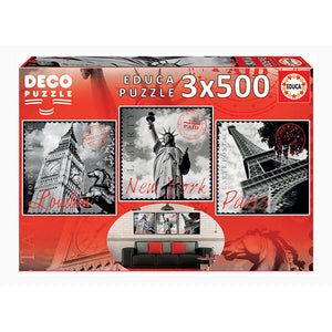 World Cities Jigsaw Set - 3 x 500 Pieces