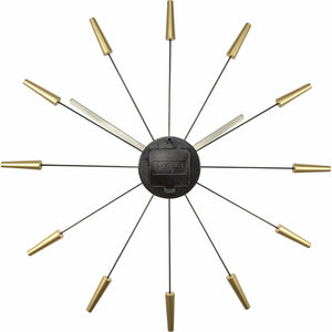 NeXtime - Wall clock – Ø 58 cm – Stainless Steel - Gold - 'Plug Inn'