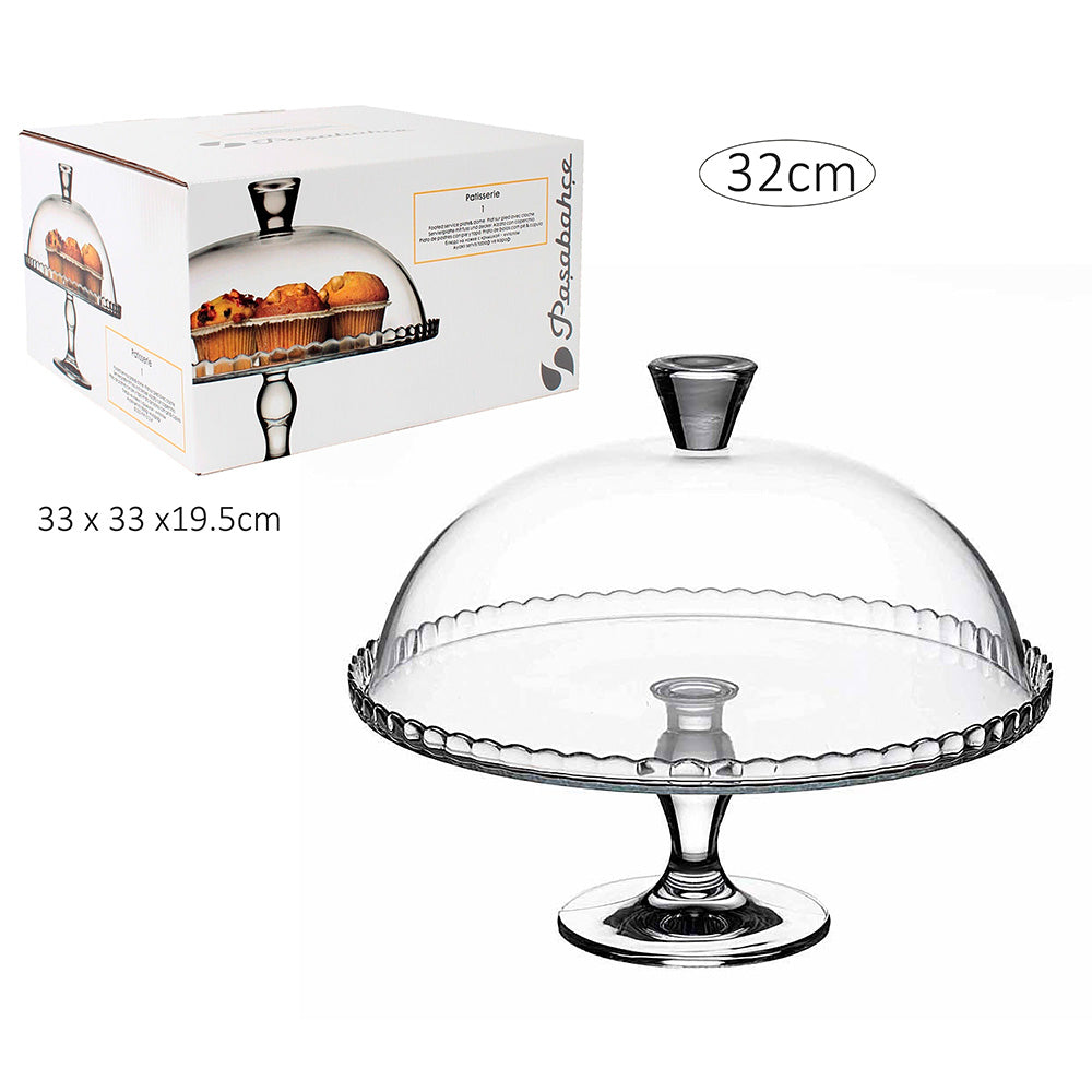 Glass Cake Stand And Lid - 32cm