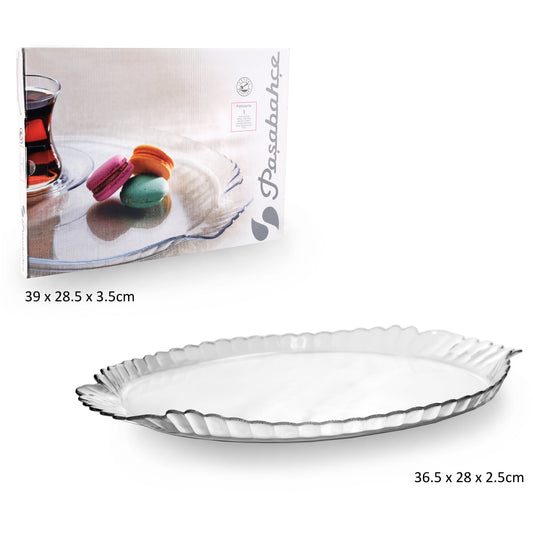Oval Glass Serving Plate - 36.5 x 28cm