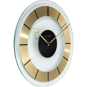 NeXtime - Wall clock – Ø 31 cm - Glass - Gold - 'Retro'