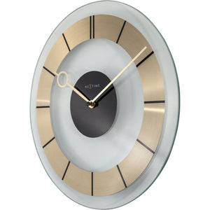 NeXtime - Wall clock – Ø 31 cm - Glass - Gold - 'Retro'