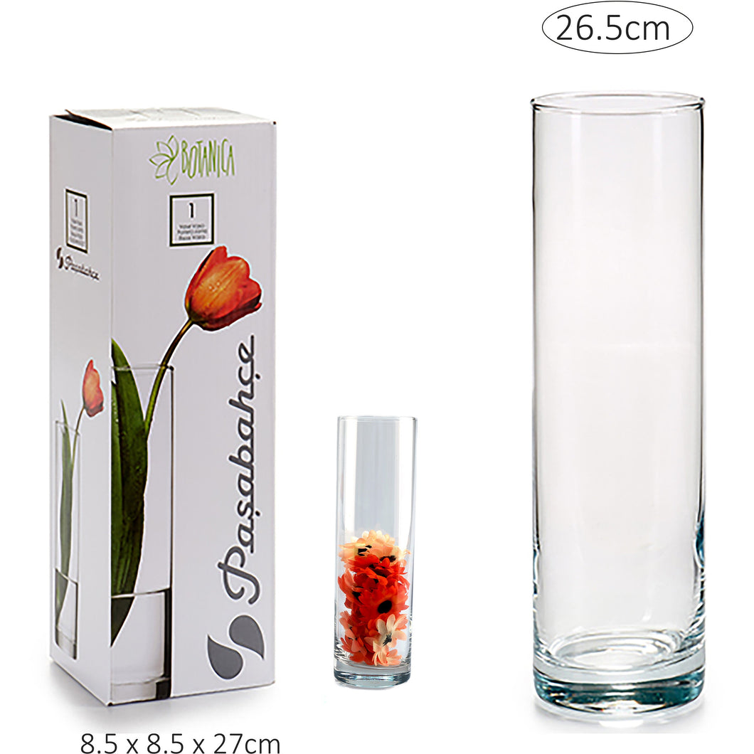 Cylindrical Glass Vase - 26.5cm