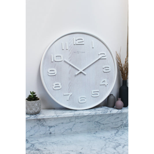 NeXtime - Wall clock – 52.8 x 3 cm - Wood - White - 'Wood Wood Big'