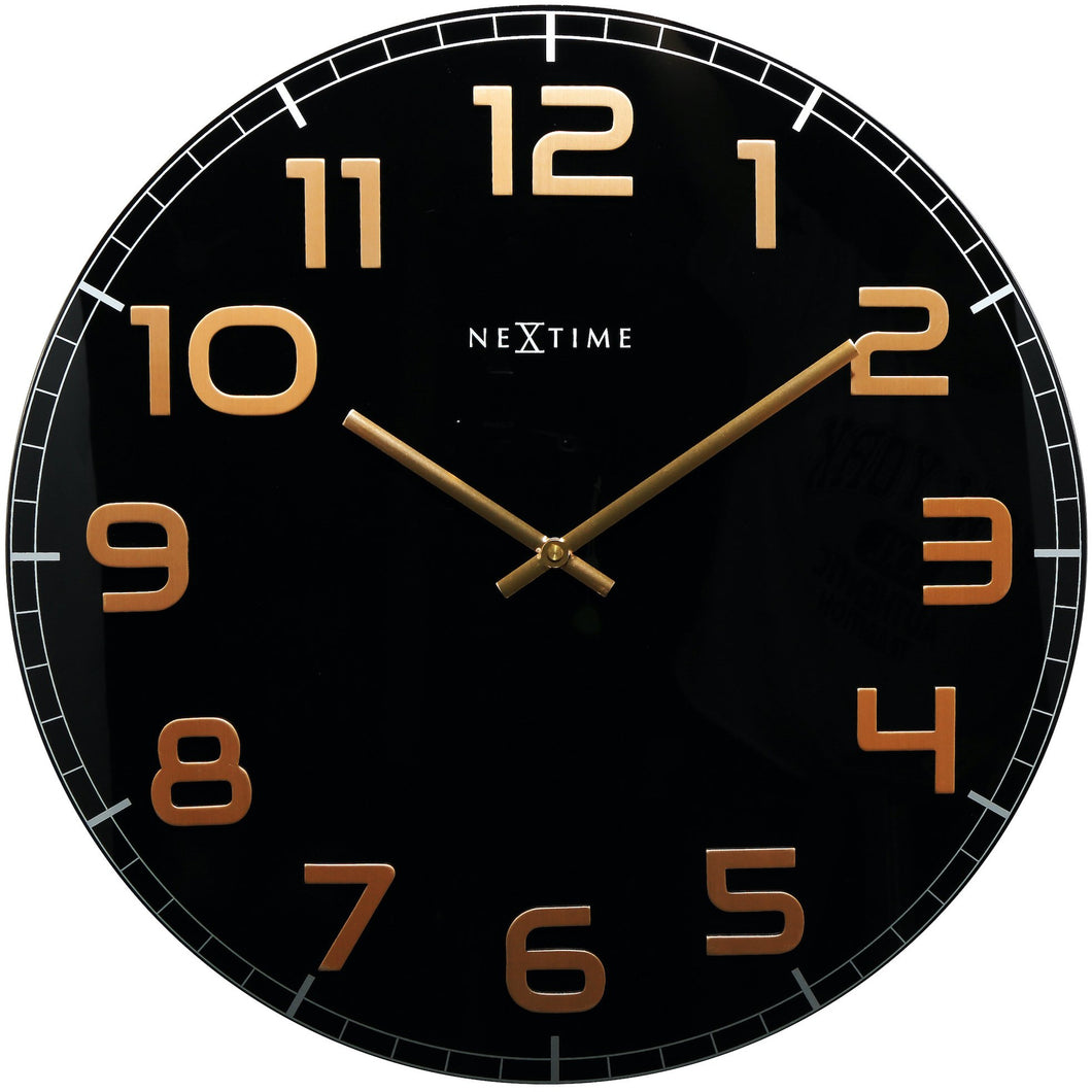 NeXtime - Wall clock – 50 x 3.5 cm - Glass - Black Copper - 'Classy Large'