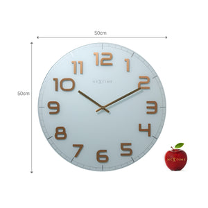 NeXtime - Wall clock – 50 x 3.5 cm - Glass - White Copper - 'Classy Large'