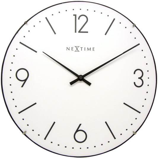 NeXtime - Wall clock - Ø 35 cm  - Dome Glass - White- 'Basic Dome'