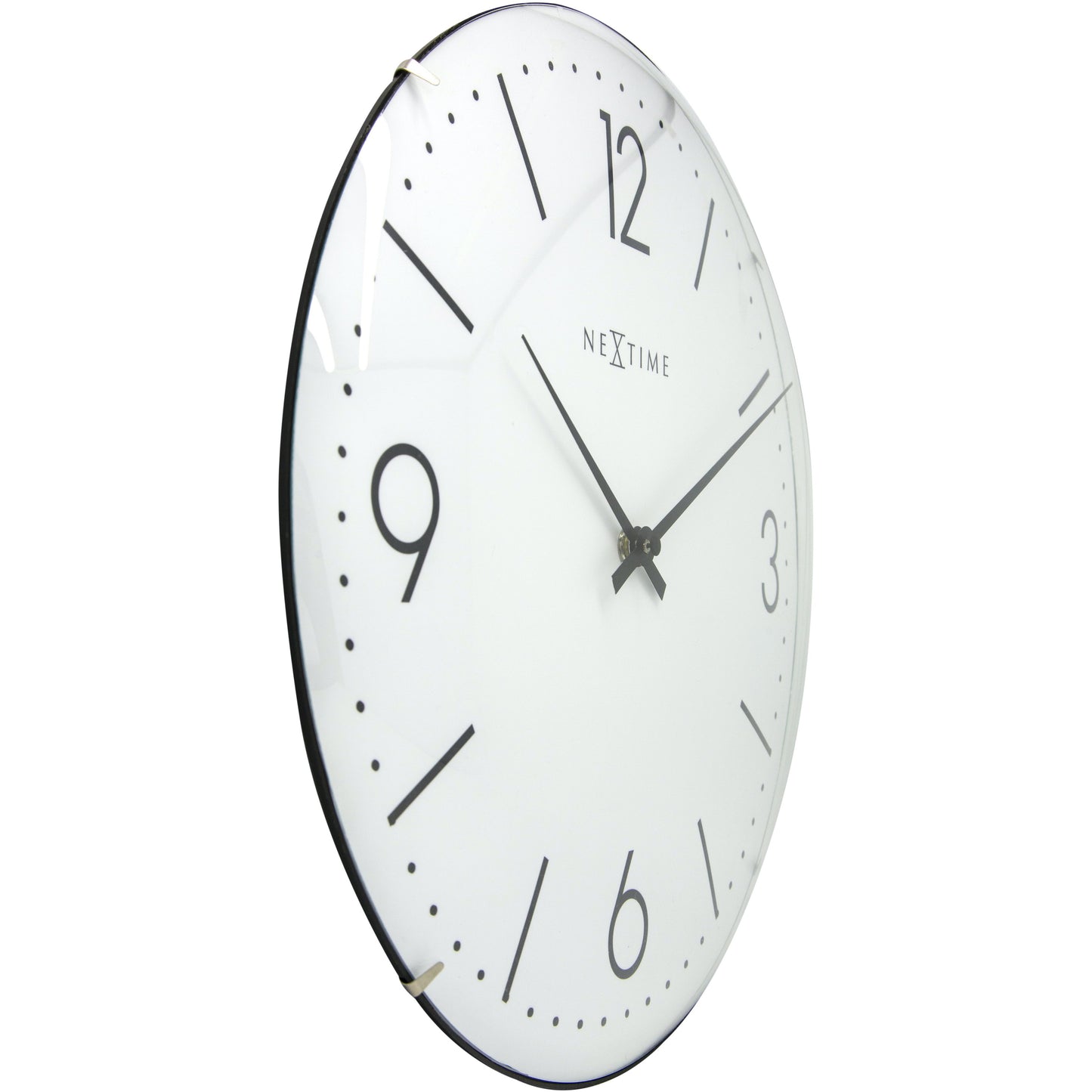 NeXtime - Wall clock - Ø 35 cm  - Dome Glass - White- 'Basic Dome'