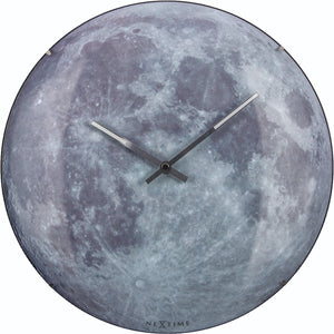 NeXtime - Wall clock - Ø 35 cm  - Dome Glass - Glow-in-the-dark-  'Blue Moon dome'