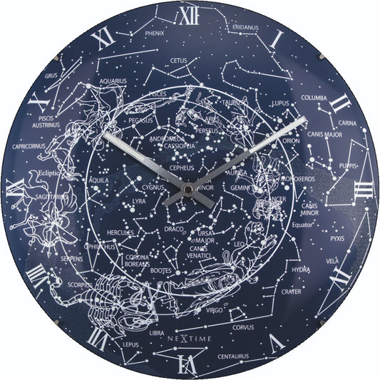 NeXtime - Wall clock – Ø 35 cm  - Dome Glass - Glow-in-the-dark- 'Milky Way dome'