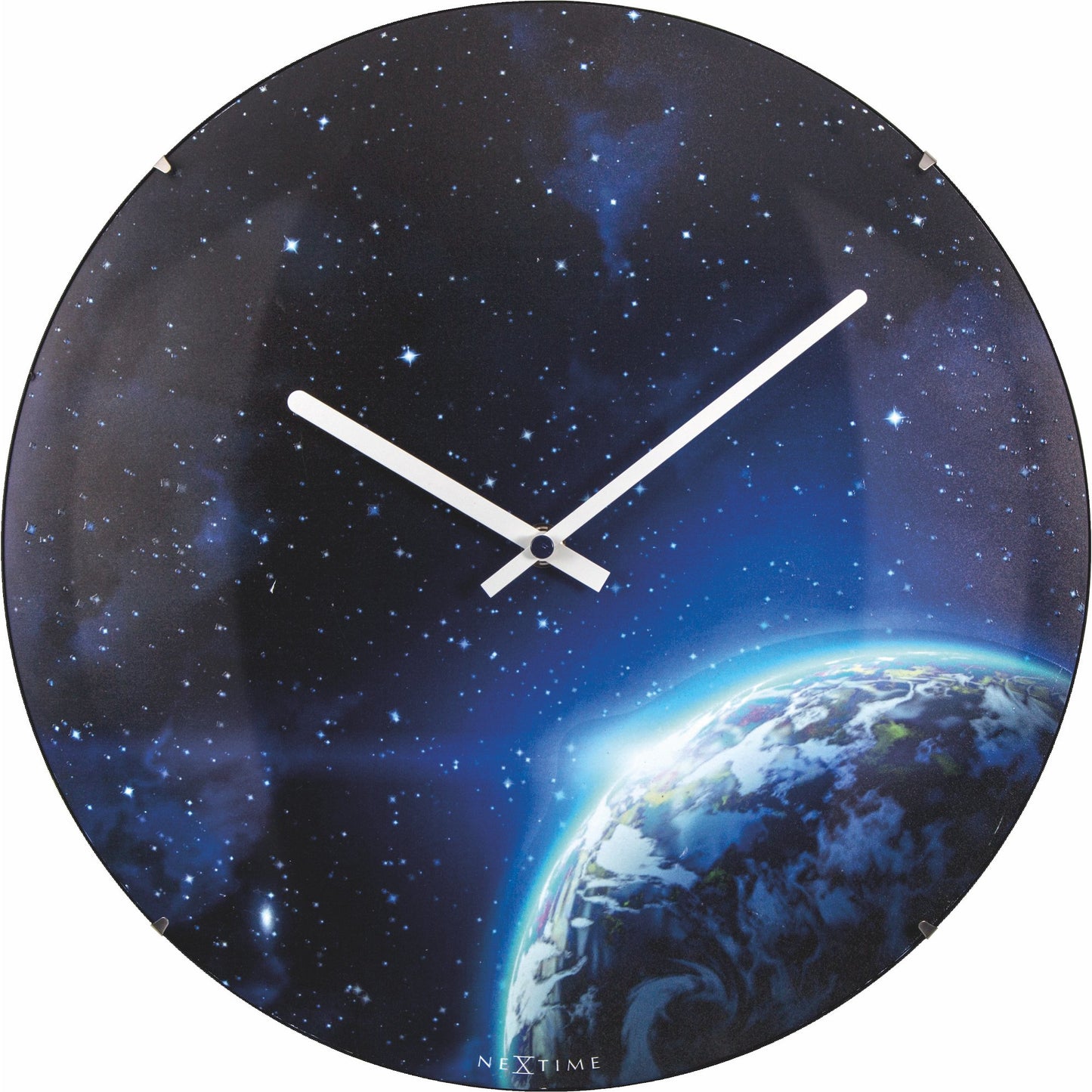 NeXtime - Wall clock - Ø 35 cm - Dome Glass - Glow-in-the-dark-  'Globe dome'