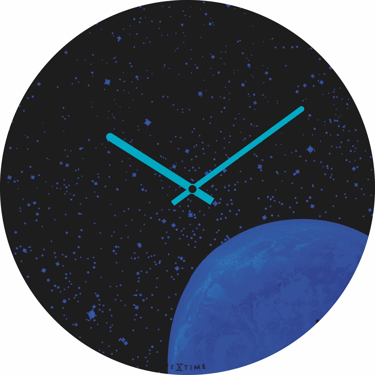 NeXtime - Wall clock - Ø 35 cm - Dome Glass - Glow-in-the-dark-  'Globe dome'