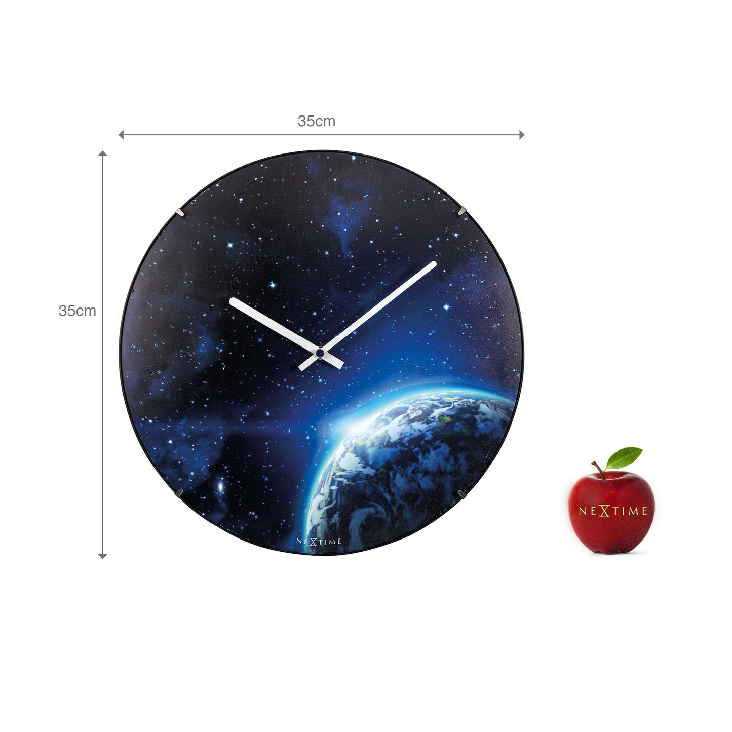 NeXtime - Wall clock - Ø 35 cm - Dome Glass - Glow-in-the-dark-  'Globe dome'