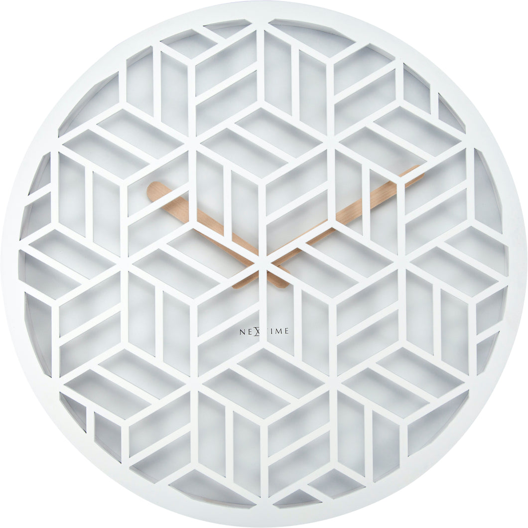 NeXtime - Wall clock - Ø 36 cm - Wood – White – 'Discrete'